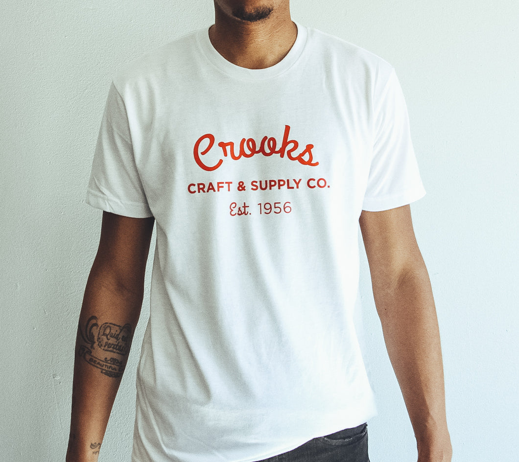 Crooks White and Red Logo Tee